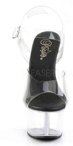 Pleaser - ASPIRE-608 Sandaal met enkelband, Paaldans schoenen - Paaldans schoenen - 41 Shoes - Zwart/Transparant — thumbnail 2