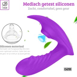 G2B® Clitoris Zuiger - Luchtdruk Vibrator met Afstandsbediening - Clitoris & G-spot Stimulator - Vibrators voor Vrouwen Realistisch & Koppels - 20 Standen - Verwarmd - Waterproof - Sex Toys Couples - Paars — thumbnail 4