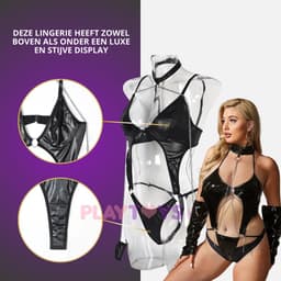 PlayToys - Sexy Lingerie - BDSM - lak leer - Wet Look - Bondage - Uitdagend - Erotisch- SM Lingerie-Seksspeeltje-Spannend voor Koppels- Meesteres-Sexspelletjes voor mannen en vrouwen — thumbnail 5