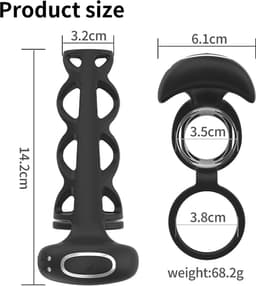 Scrotum en penis sleeve vibrator - Remote - One size - 10 standen - Kuisheidskooi — thumbnail 4