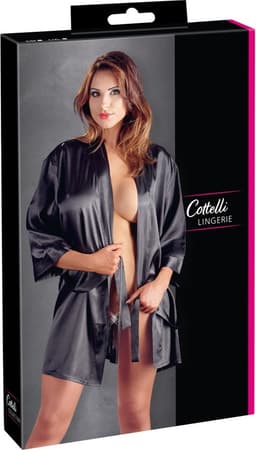 Cottelli Collection – Kimono Non-Transparant Uitdagen en Stijlvol – Maat S/M – Zwart — thumbnail 4