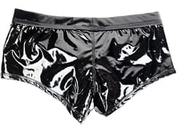 BamBella ® - Boxer short Maat L Datex Zwart (Latex en stof SM kleding BDSM kruisloos erotische heren kleding — thumbnail 4