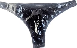 BamBella® Erotische slip- Maat S/M - Wetlook String Dames - Zwart Datex mix latex en stof ondergoed Sexy BDSM kleding — thumbnail 1