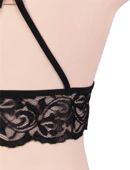Sexy Lingerie - Erotische 4-delige Sensuele Body Set van Zwart Kant - Masker - Handboeien van kant - Sexy Teddy - Erotiek - Kleur Zwart - Valentijnsdag Cadeau Voor Hem & Haar - XS-S — thumbnail 4