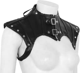 Bondage kraag van leer - Lederen BDSM Harnas - Bovenstuk - Halve tank top - Met gespsluitingen - Erotisch kostuum - Rollenspel — thumbnail 2