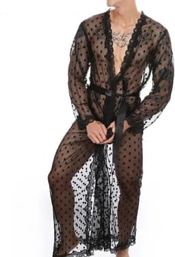 Transparante nachtjapon heren - Met slip - Erotisch en sexy - Nachtkleding — thumbnail 1