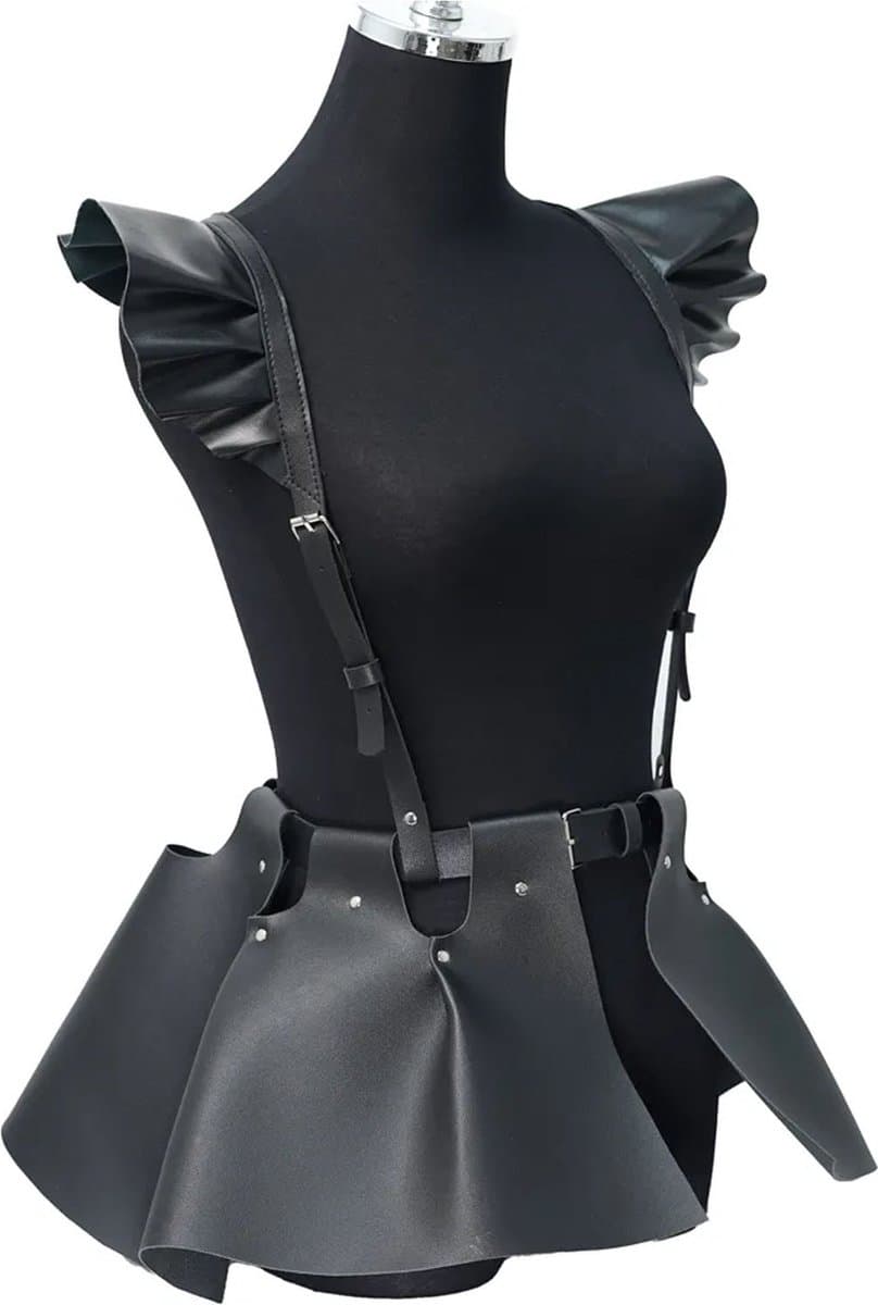 Lederen rok met bretels - BDSM - Feest - Festival - Erotische outfit - One size — afbeelding 1