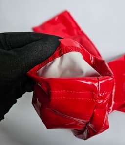 BamBella® - Handschoenen Datex (Mix stof en LATEX Rood Sexy fetish erotiek erotische lingerie accessoire - onesize — thumbnail 3