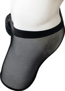 BamBella® L/XL open kruis Boxer short kant voor mannen - doorzichtig BDSM Erotische Sexy Lingerie lang Heren - Zwart mannen ondergoed slip — thumbnail 2