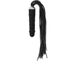 Ouch – Siliconen Dildo Flogger Zweep met Geaderde Penis voor Extra Stimulatie – Zwart