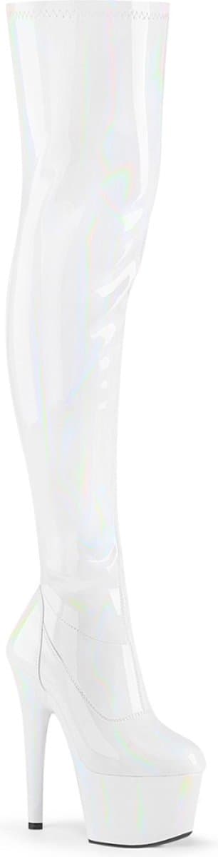 Pleaser - ADORE-3000HWR Plateau Overknee Laarzen - Paaldans schoenen - 45 Shoes - Wit — afbeelding 1