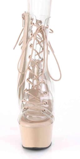 Pleaser - ASPIRE60030 Plateau Laarzen, Paaldans schoenen - Paaldans schoenen - 35 Shoes - Creme/Transparant — thumbnail 2