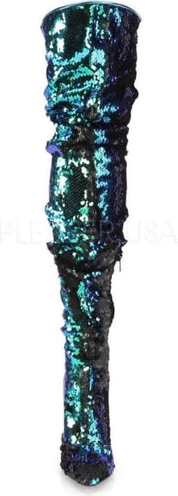 COURTLY-3011 - (EU 39 = US 9) - 5 Ruched Sequined Thigh High Boot, 1/3 Side Zip — thumbnail 2