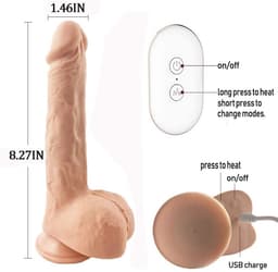 Stotende en intens trillende, verwarmde thrusting dildo — thumbnail 3