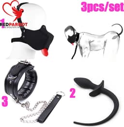 Rollenspel hond - Halsband met riem - Masker - Staart Buttplug - One size - BDSM — thumbnail 1