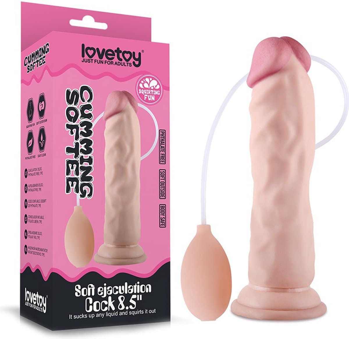Lovetoy - Zachte Spuitende Dildo - Met Squirt Functie - 21 cm - Lichte Huidskleur — afbeelding 1