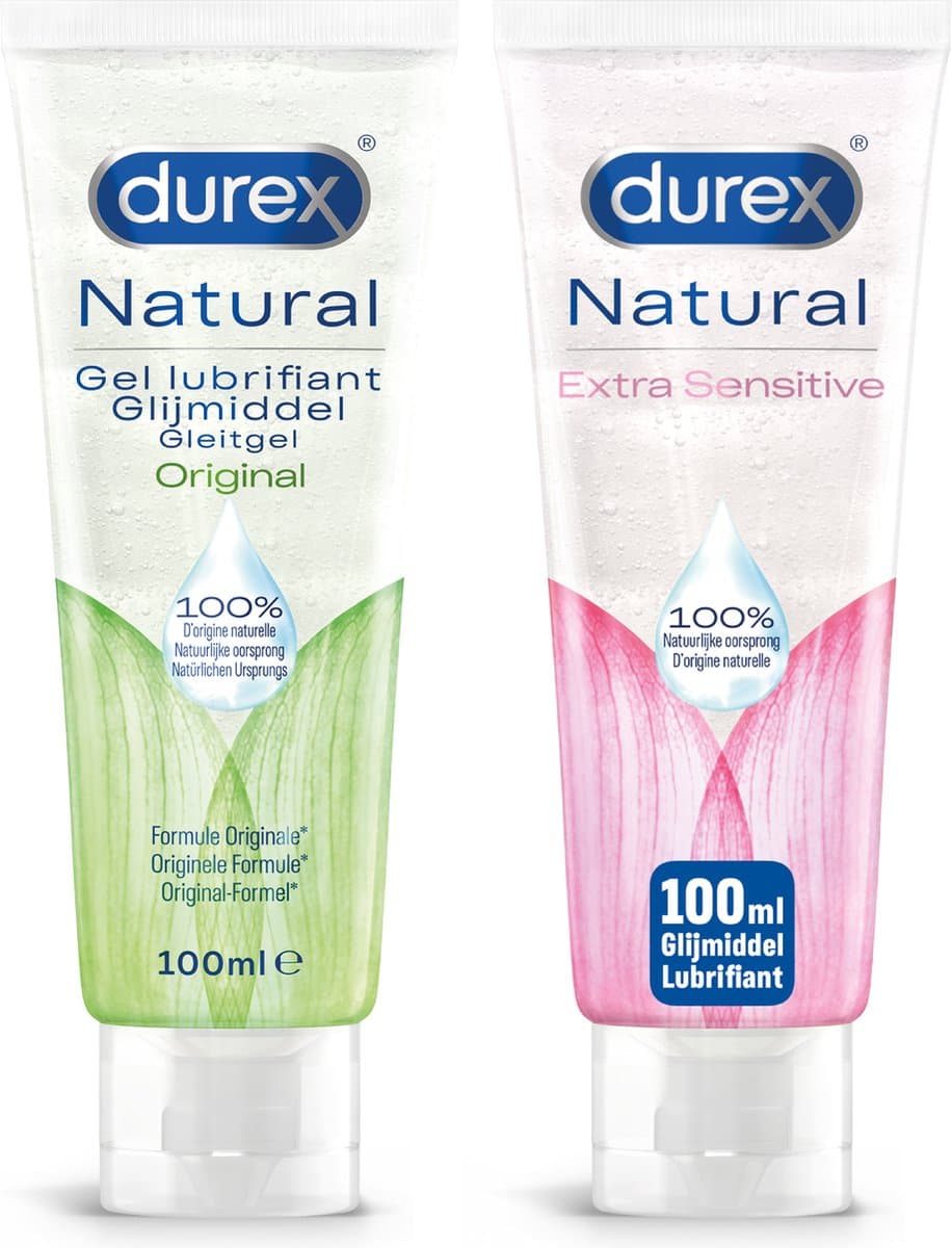 Durex - 200ml Glijmiddel - Natural 1x100ml - Natural Extra Sensitive 1x100ml - Voordeelverpakking — afbeelding 1