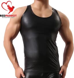 Lederen sexy tank top - Heren - Mannen - Erotische kleding - Hemd - Shirt — thumbnail 3
