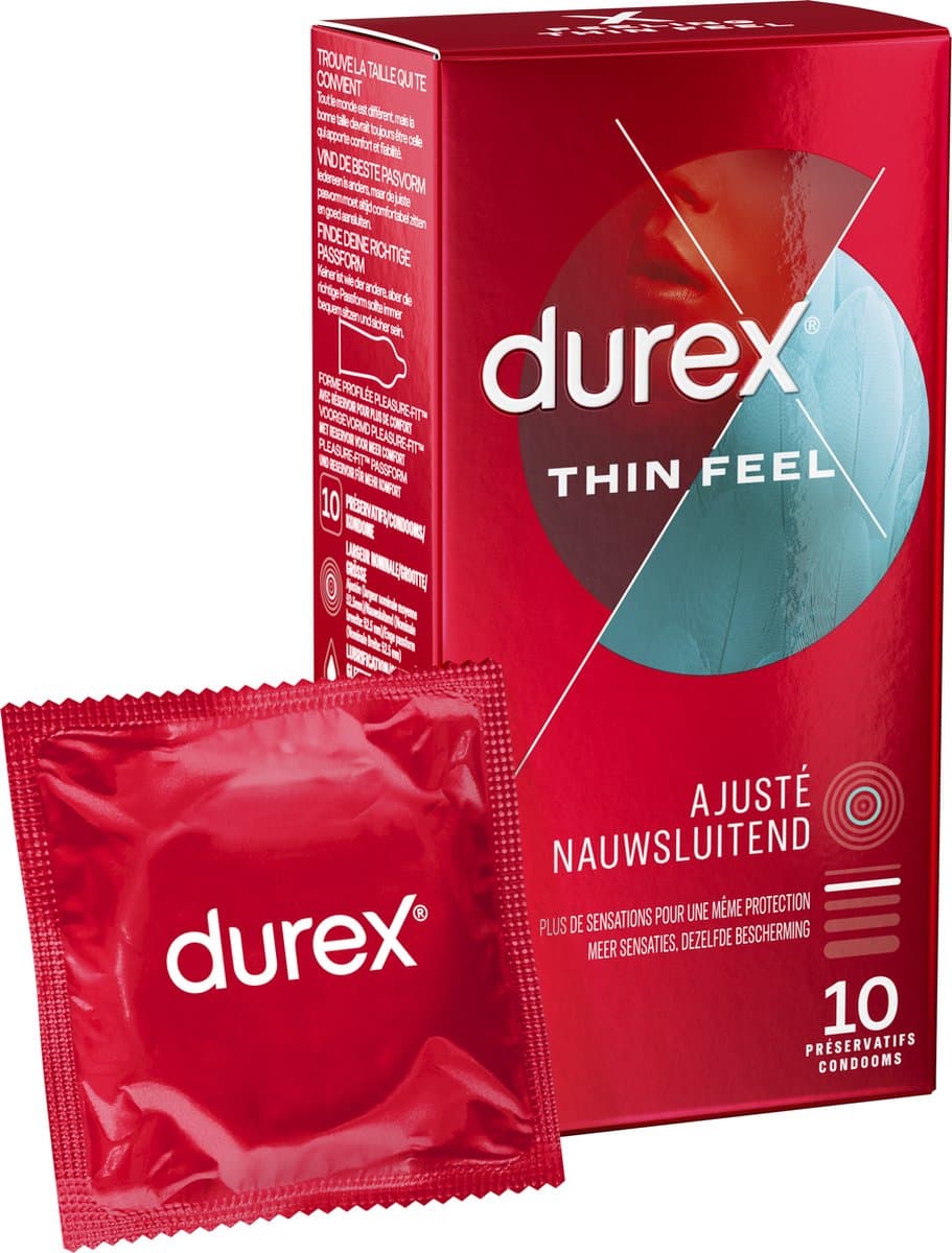 Durex - Condooms Feeling Thin Feel - Nauwsluitend & Extra dun - 10 stuks — afbeelding 1
