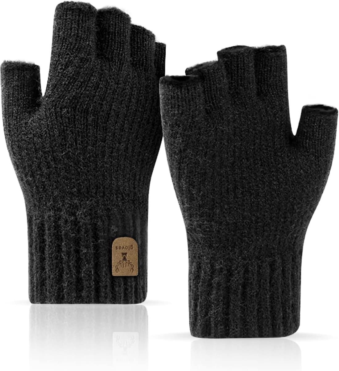 Handschoenen halve vinger winter warme gebreide handschoenen werken hardlopen fietsen rijden voor mannen en vrouwen — afbeelding 1