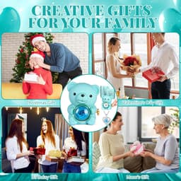Rozenbeer Cadeauset - Eeuwige Roos - Romantisch Cadeau - Draaibare Geschenkdoos - 11 x 12 x 16 cm - Blauw — thumbnail 5
