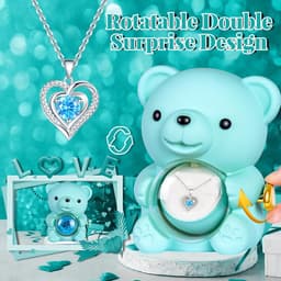 Rozenbeer Cadeauset - Eeuwige Roos - Romantisch Cadeau - Draaibare Geschenkdoos - 11 x 12 x 16 cm - Blauw — thumbnail 3