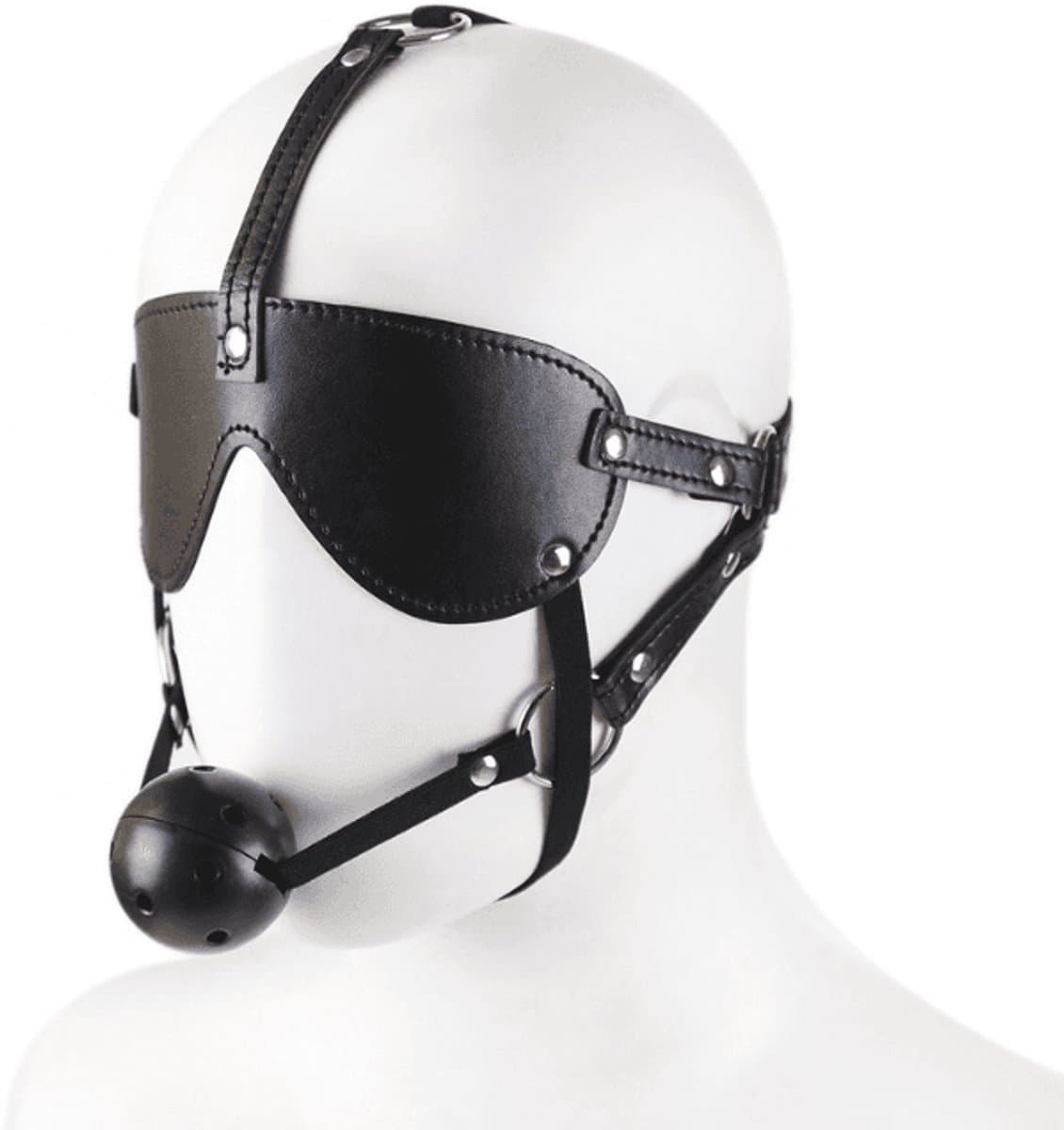 Adultshop - Hoofdharnas met Oogmasker & Ball Gag - Volledig Verstelbaar | Zicht en Spraak Uitgeschakeld - KINKY — afbeelding 1