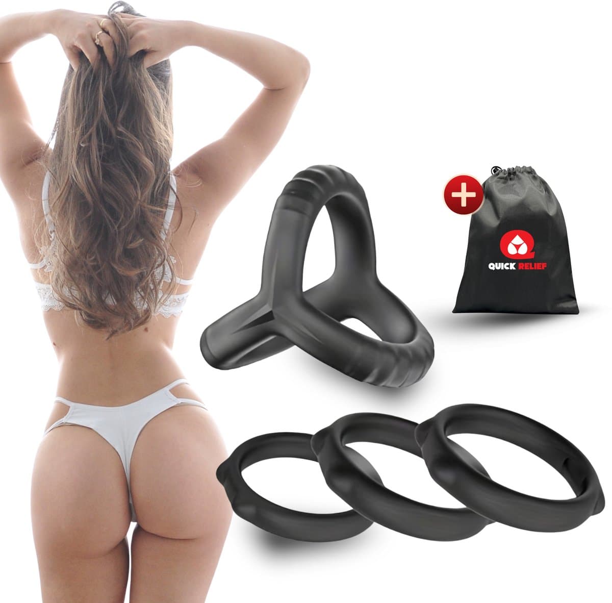 Quick Relief Tri-Balance™ - Cockring Set - Penisring Set voor Mannen - Extra Stimulatie - Sex Toys voor Mannen - Seksspeeltjes - Penisring - Cockringen — afbeelding 1