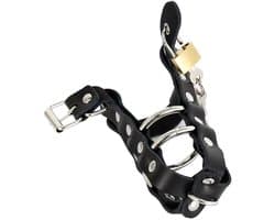 Smart Moves - Penis Trap met Metalen Ringen en Hangslotje - Zwart