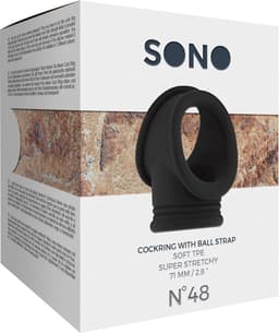 No.48 - Cockring with Ball Strap - Black — thumbnail 4