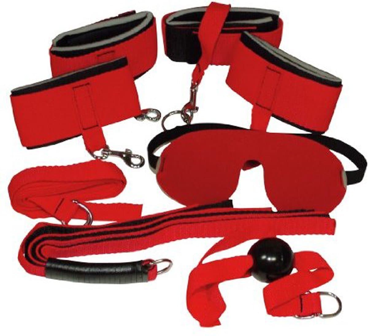 Bad Kitty – Complete BDSM Bondage Set 8 Delig voor Meester en Onderdaan - Rood — afbeelding 1
