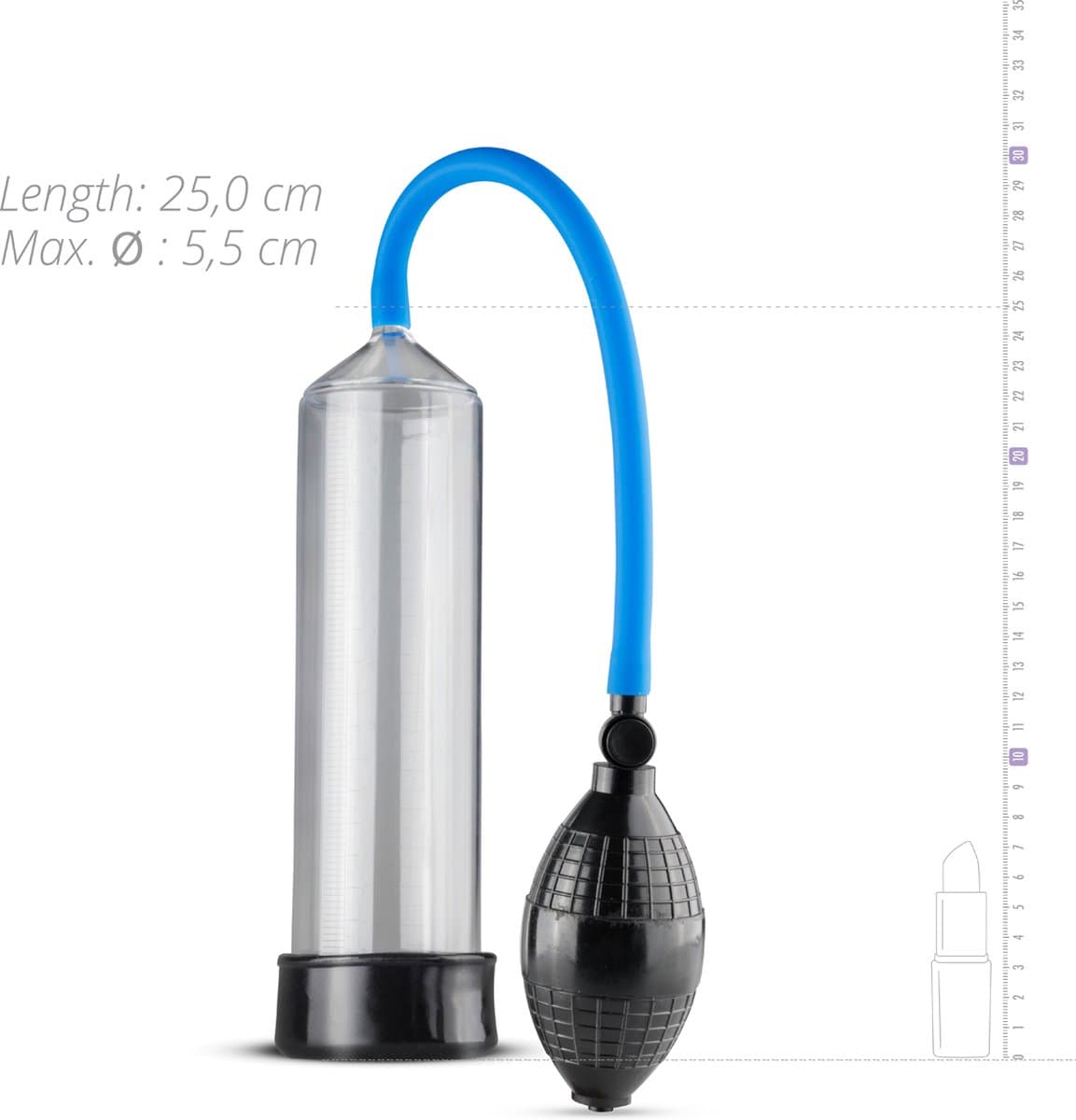 EasyToys - Penispomp met Knijpbal - Penispompen - Penis Pomp - Sex Toys voor Mannen - Transparant met Blauw — afbeelding 1
