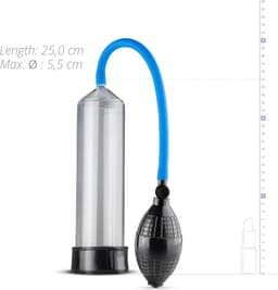 EasyToys - Penispomp met Knijpbal - Penispompen - Penis Pomp - Sex Toys voor Mannen - Transparant met Blauw — thumbnail 1