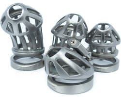 BON4Max Kuisheidskooi Pakket RVS Penis Kooien in Staal Pikkooi Complete Male Chastity Package 4 different sizes of Cock Cages in Stainless Steel