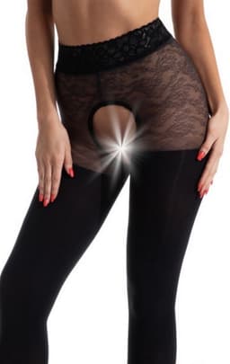 Panty open Kruis - 60/30 Denier - Kleur: Zwart - Maat: L/XL - Model: Blackdiamond - Merk: Amour — thumbnail 1