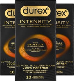 Durex Intensity Condooms - Nieuwste generatie ultradunne, latexvrije condooms voor mannen – Gedeelde lichaamswarmte - 3 x 10 stuks - Voordeelverpakking — thumbnail 1