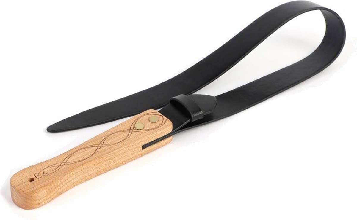 Nooitmeersaai - PU leren paddle met hout handvat - 74cm - verstelbaar — afbeelding 1
