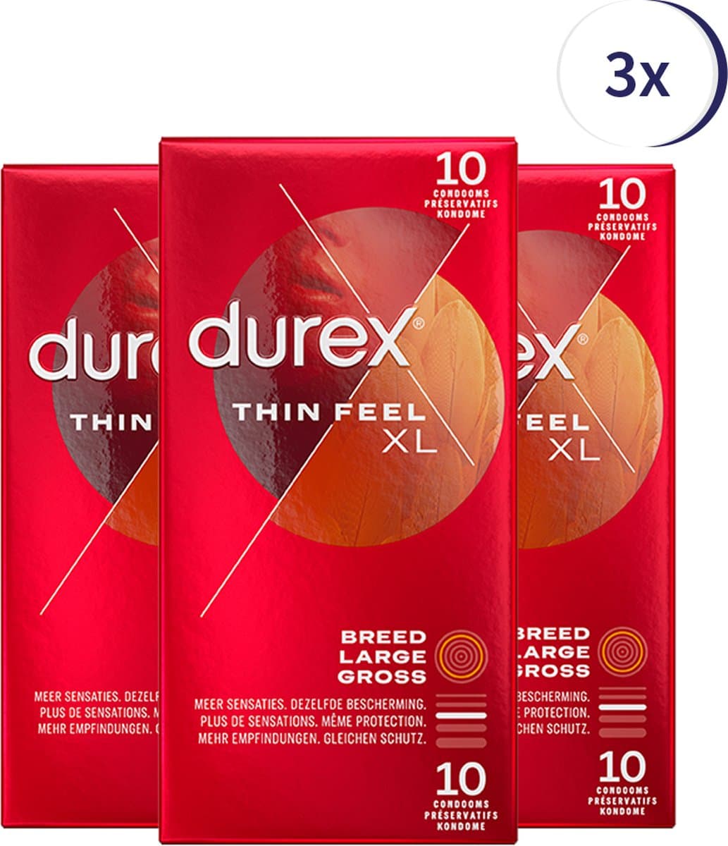 Durex Condooms Thin Feel XL 10st - 3 Stuks - Voordeelverpakking — afbeelding 1