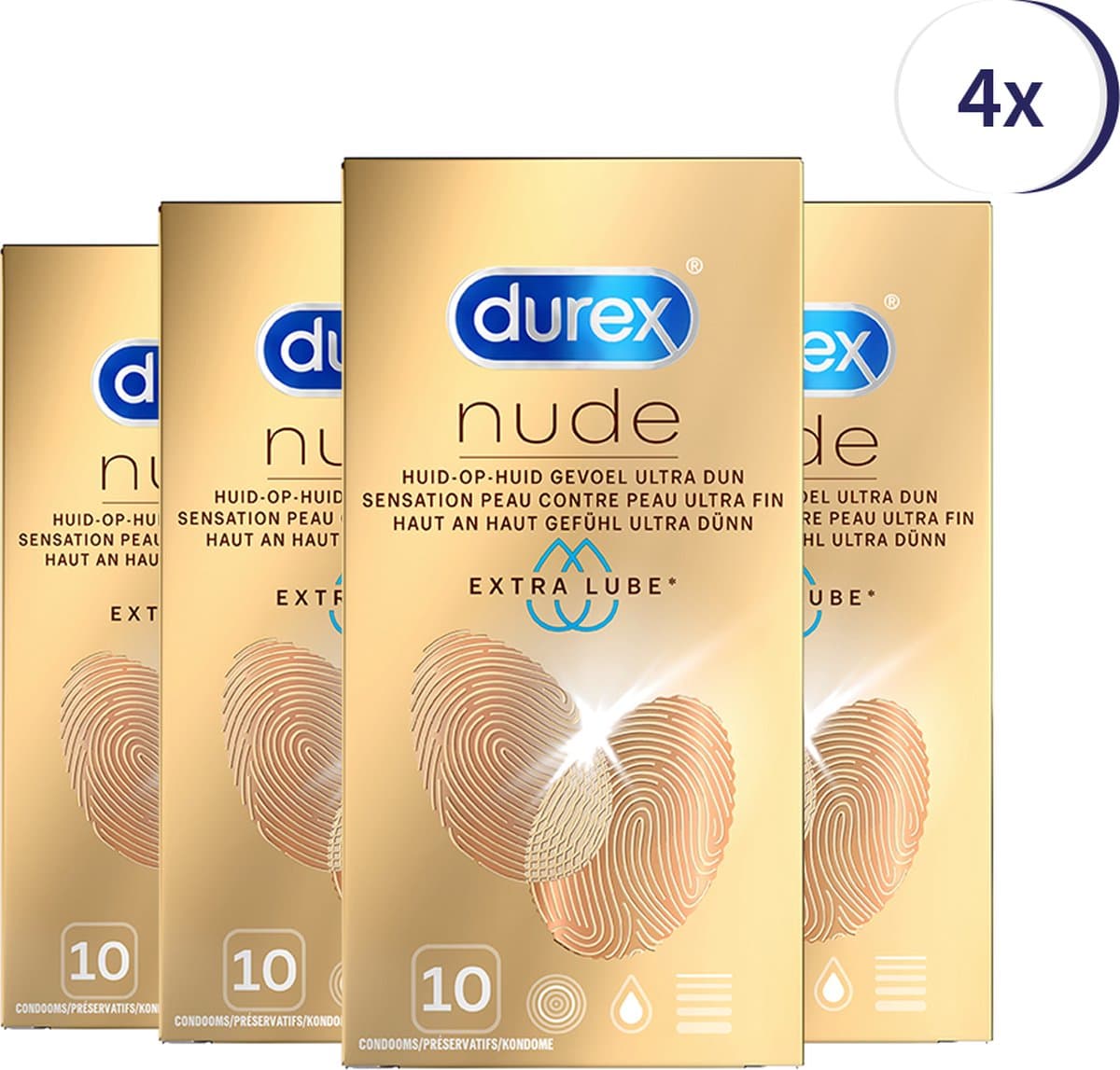 Durex Condooms Nude Extra Lube 10st - 4 Stuks - Voordeelverpakking — afbeelding 1