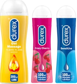 Durex - 3 Glijmiddelen Waterbasis - Play Massage 2/1 Sensitive 200ML - Play Sensitive Gel 100ML - Crazy Cherry 100ML — thumbnail 1