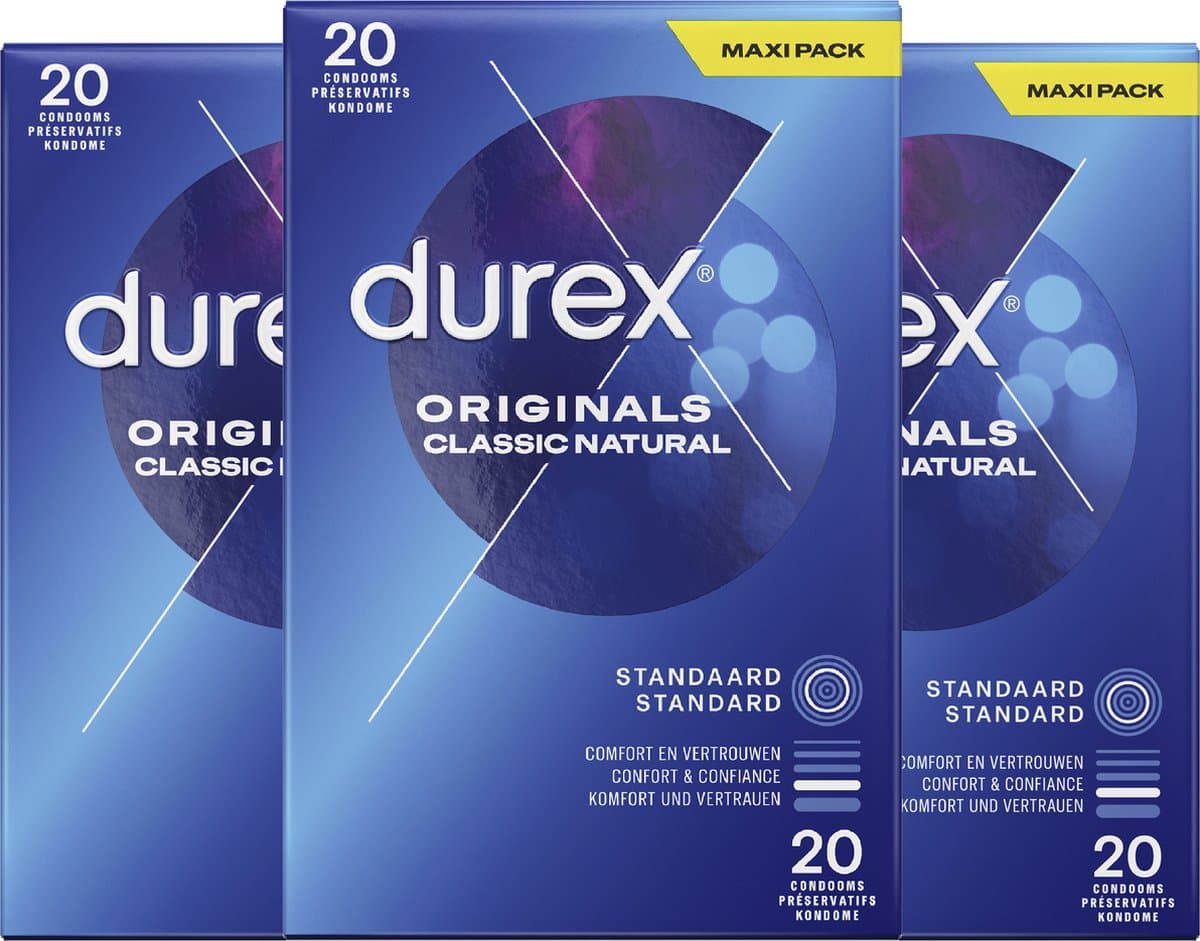 Durex Condooms - Classic Natural 20st x3 - Voordeelverpakking — afbeelding 1