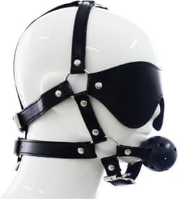 Fetish Masker Met Gagball Zwart - Leuk voor sex spelletjes - Voor koppels - SM - Bondage - Zwart - Fetish - Kant - Sex speeltjes - Erotiek - Sex toys - Voor vrouwen — thumbnail 1
