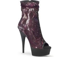 Pleaser - DELIGHT-1008SQ Plateau Laarzen - US 7 - 37 Shoes - Zwart/Paars