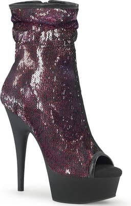 Pleaser - DELIGHT-1008SQ Plateau Laarzen - US 7 - 37 Shoes - Zwart/Paars — thumbnail 1