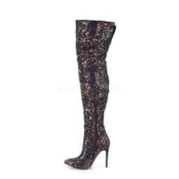 COURTLY-3015 - (EU 45 = US 14) - 5 Glitter Thigh High Boot, 1/3 Side Zip — thumbnail 3