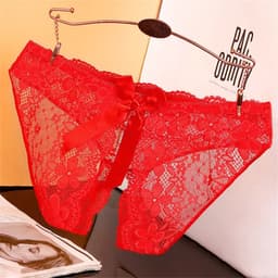 Erotische String Met Open Kruis & Strikje Sexy Slip/ Slipje I Sexy String I Erotisch Ondergoed I One Size I Rood — thumbnail 2