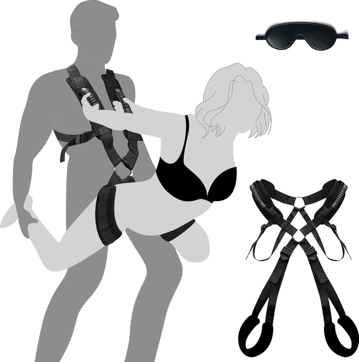 DOWO® - Sex Schommel - BDSM Extreme Bondage Set - met Leren Oogmasker - Sex Toys voor Koppels - Sexschommel - Seksspeeltjes - Sex Pakket en Toys - Discreet Verpakt — afbeelding 1