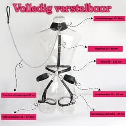 BUM BLING® - 5-Delig BDSM Harnas Vrouw - PU Leer - BDSM Toys - Zwart - Met Handboeien en Ketting — thumbnail 5