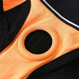 Oranje strakke heren slip met penis gat - BDSM ondergoed mannen - Korte string - Rollenspel - Erotiek - Zeer goede dikke kwaliteit polyester — thumbnail 5