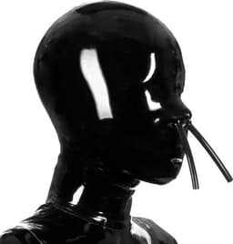 Full latex masker - Neus beademing buisjes - Fetisj - BDSM - Erotische maskers - 4MM Dikte latex - Maat S/M — thumbnail 1